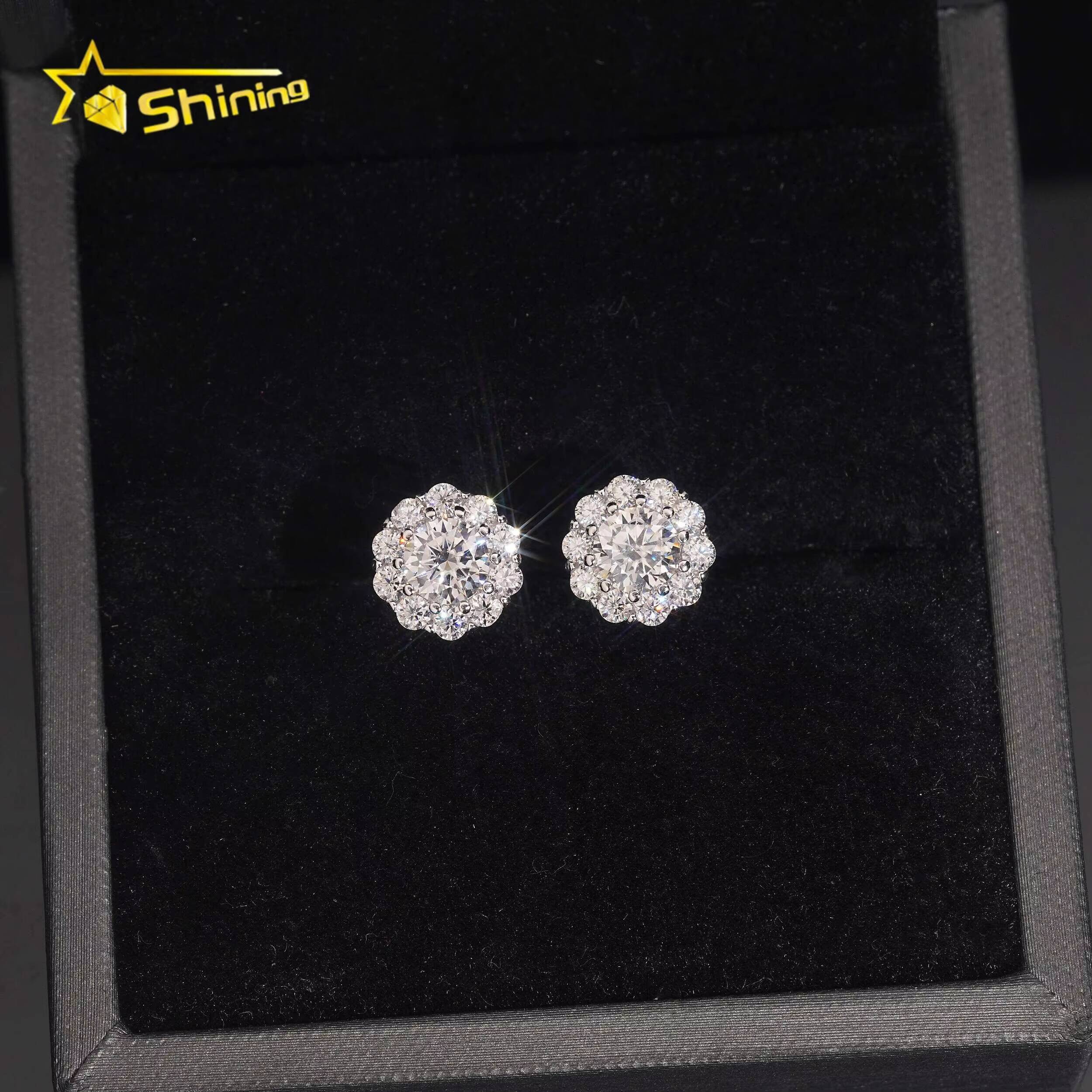 Top Quality 925 Silver Fine Jewelry Iced Out Hip Hop Ready to Ship Men VVS Moissanite Earrings