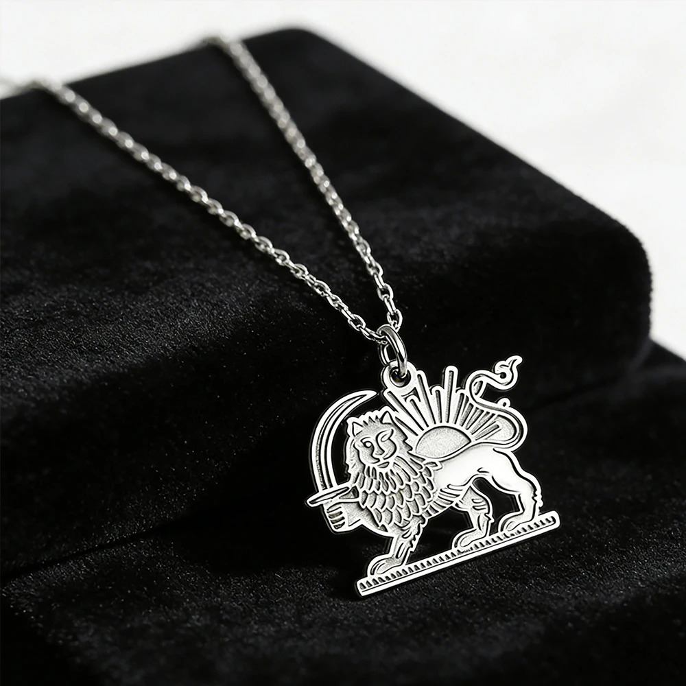 Teamer Iran Persian Lion And Sun Pendant Necklace Stainless Steel Gold Color Iranian Ethnic Jewelry For Women Man 2026 260327