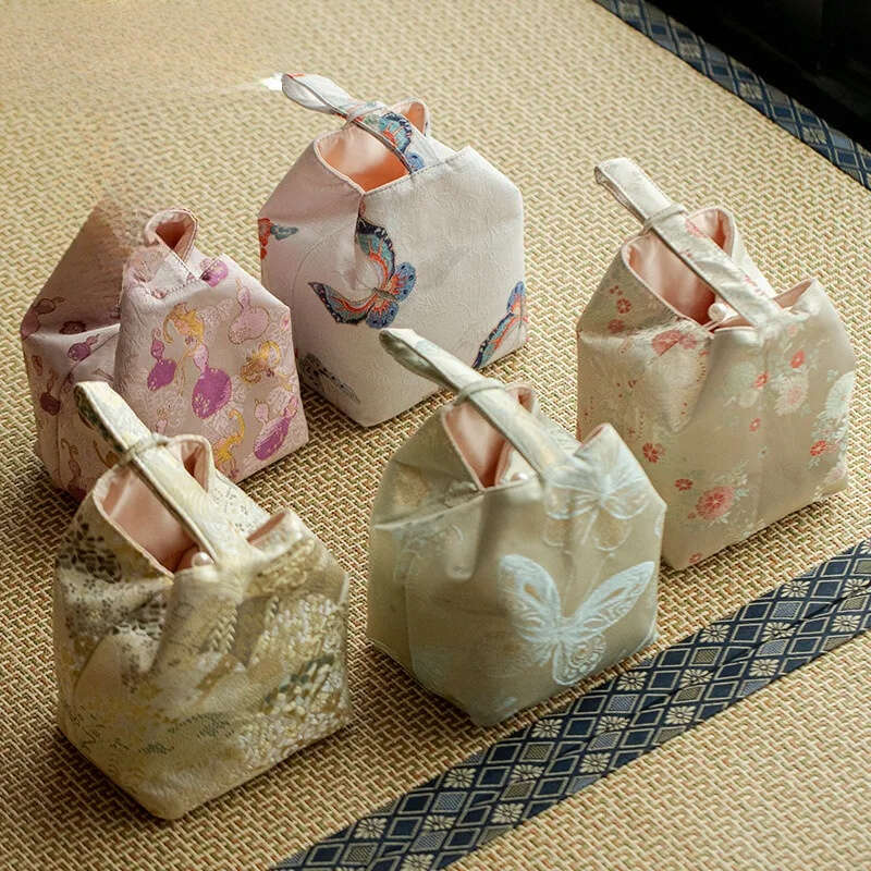 Chinese Embroidery Brocade Fabric Cozies Antique Storage Kettle Cozy For Teapot Hand Travel Tea Set Bag Teaware Supplies Craft