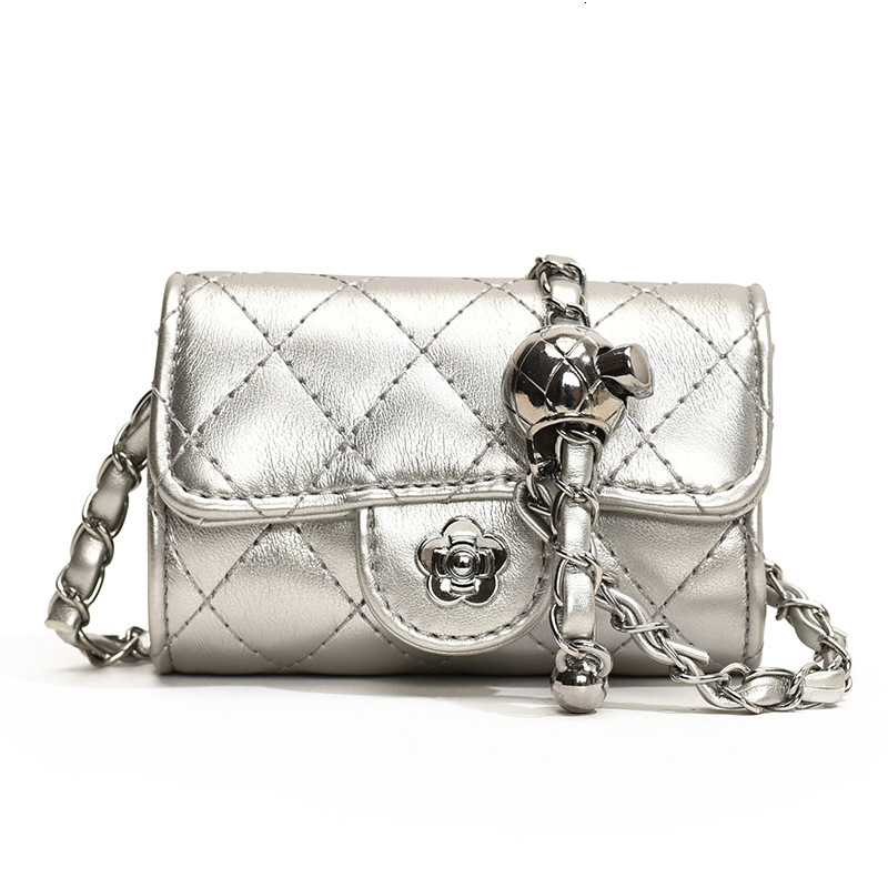 Free Shipping High Value Denim Quilted Mini Bag for Women Camellia Lock Chain Crossbody Purse