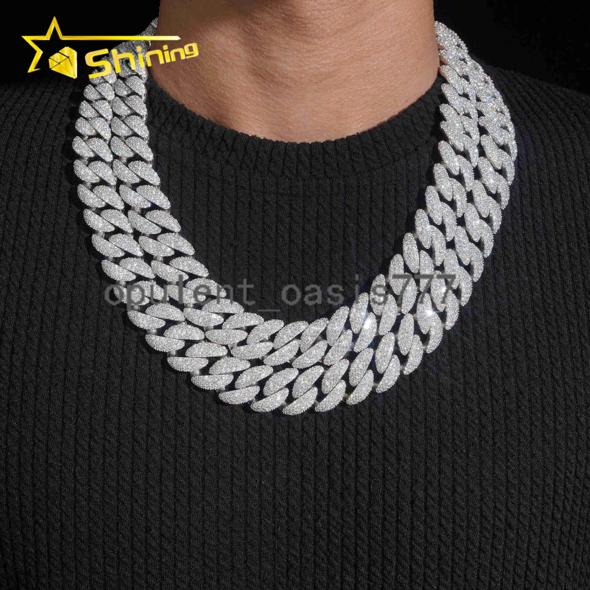Pass Diamond Tester Iced Out 18mm VVS Moissanite Cuban Link Chain Hip Hop Jewelry Custom Luxury 925 Silver Chain for Men