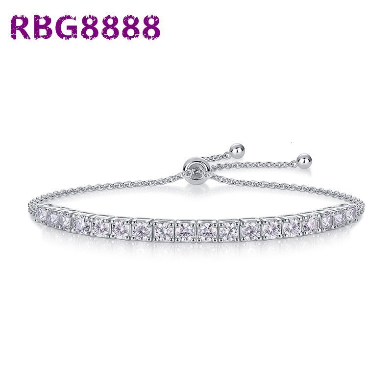 3/4/5mm Moissanite Tennis Style Bracelet 925 Sterling Silver Platinum Plated Elegant Gift with GRA Certificate Adjustable Bangle