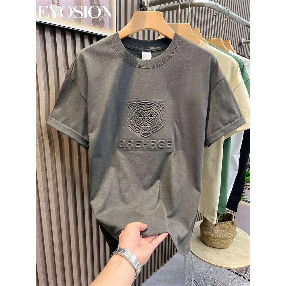 T Shirt Mens Designer Men Summer New Men's T-Shirt Short Sleeved O-Neck 3D Letter Tiger Printed Washed Old Retro Pure Cotton Loose Couples Casual