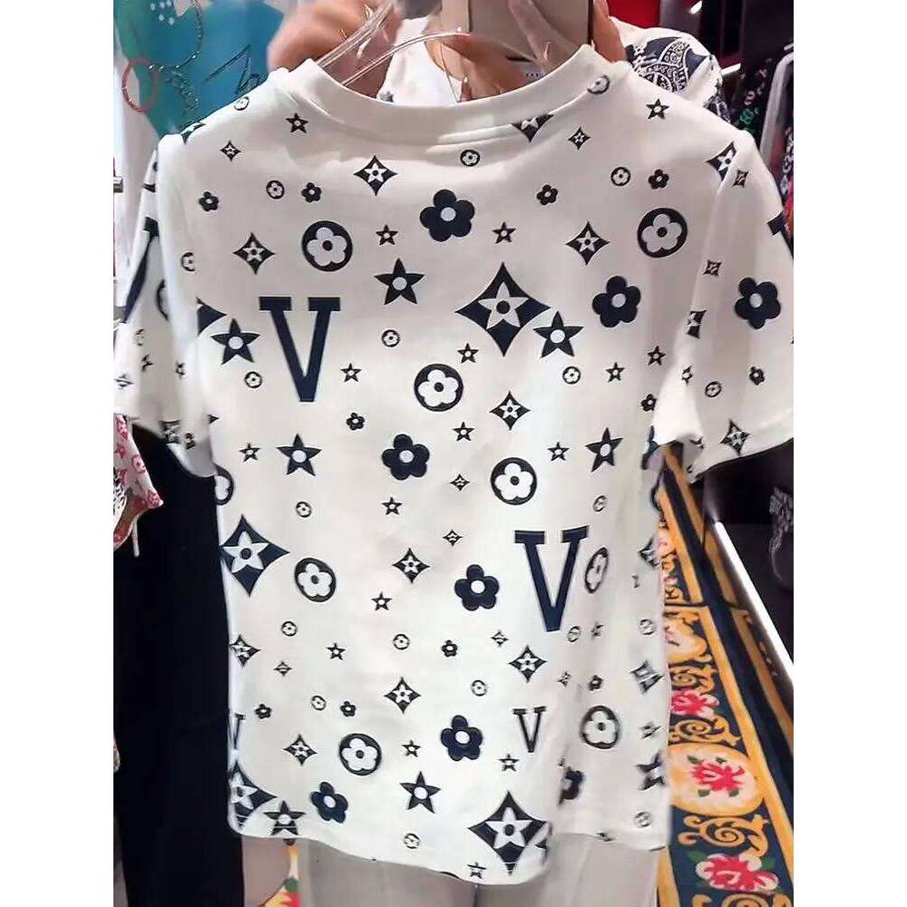 Luxury Diamond Geometry Pattern Retro T Shirts White Cotton Summer Short Sleeve Tees Top High Street Fashion Women Niche Clothes