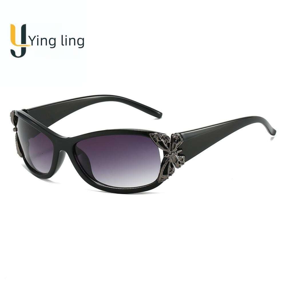 Y2k Butterfly Decoration Men And Women UV Protection Personality Eyewear Fashion Women's Clothing Retro Sunglasses outdoor glasses