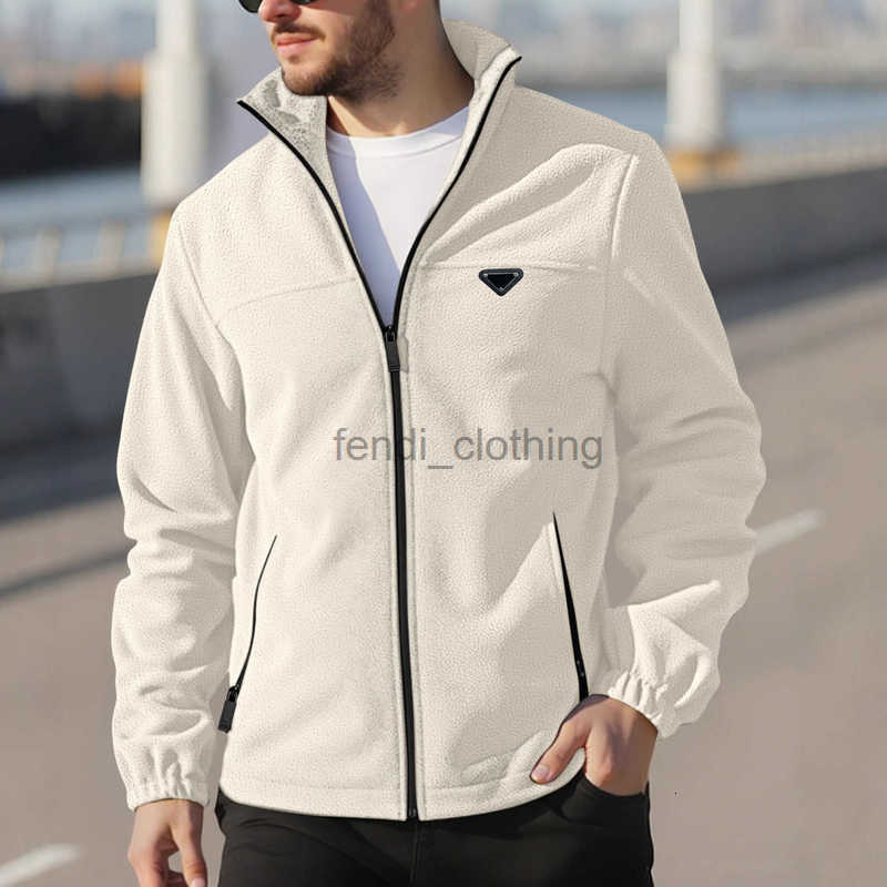 Men's Plus Size Outerwear Coats Designer New Jacket American Style Autumn Winter Fleece Lined Thickened Polar Fleece Stand Collar Sweatshirt