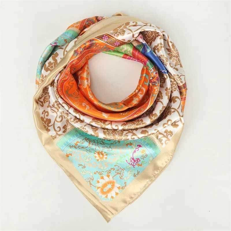Hip Hop Hijab Scarf Wen Print Neckerchief Foard Square Satin Silk Scarves Shawls And Wraps Lady Pashmina Bandana 2024 X260328