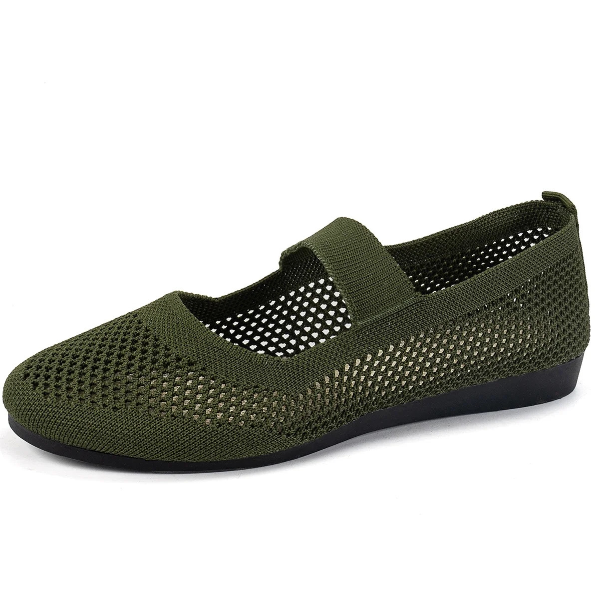 2024 Women Flats Shoes Slip on Knitting Loafers for Women Round Toe Single Shoes Hollow Out Fashion Mom Casual Shoes for Ladies 260323