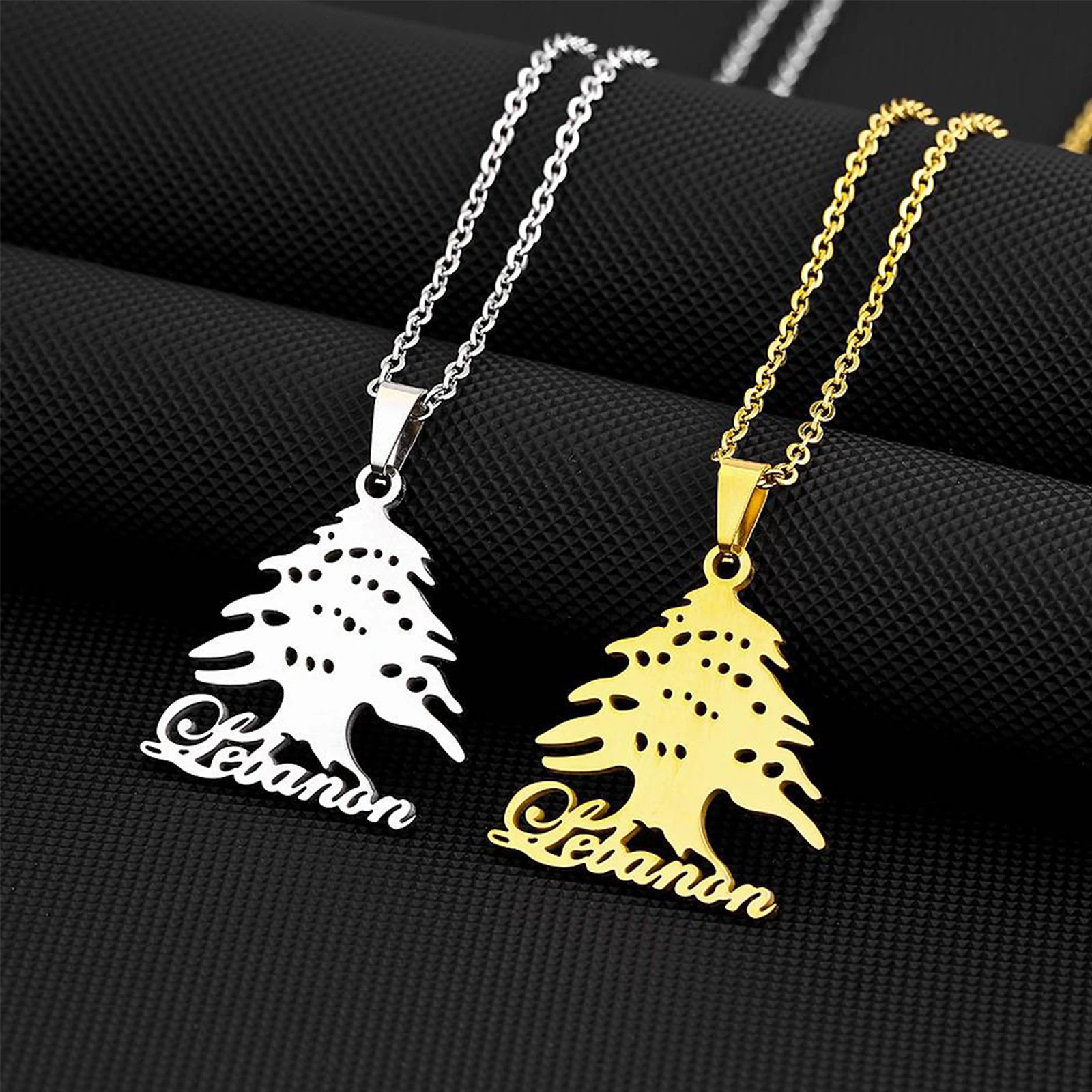Teamer Lebanon Cedar Necklace Stainless Steel Gold Color Chain For Woman Man Minimalist Accessory Amulet Jewelry 2026 In 260327
