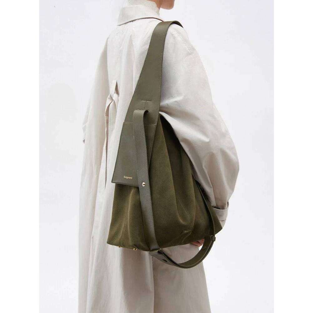 New High End Retro Suede Bucket Tote Bag Single Shoulder Crossbody Bag