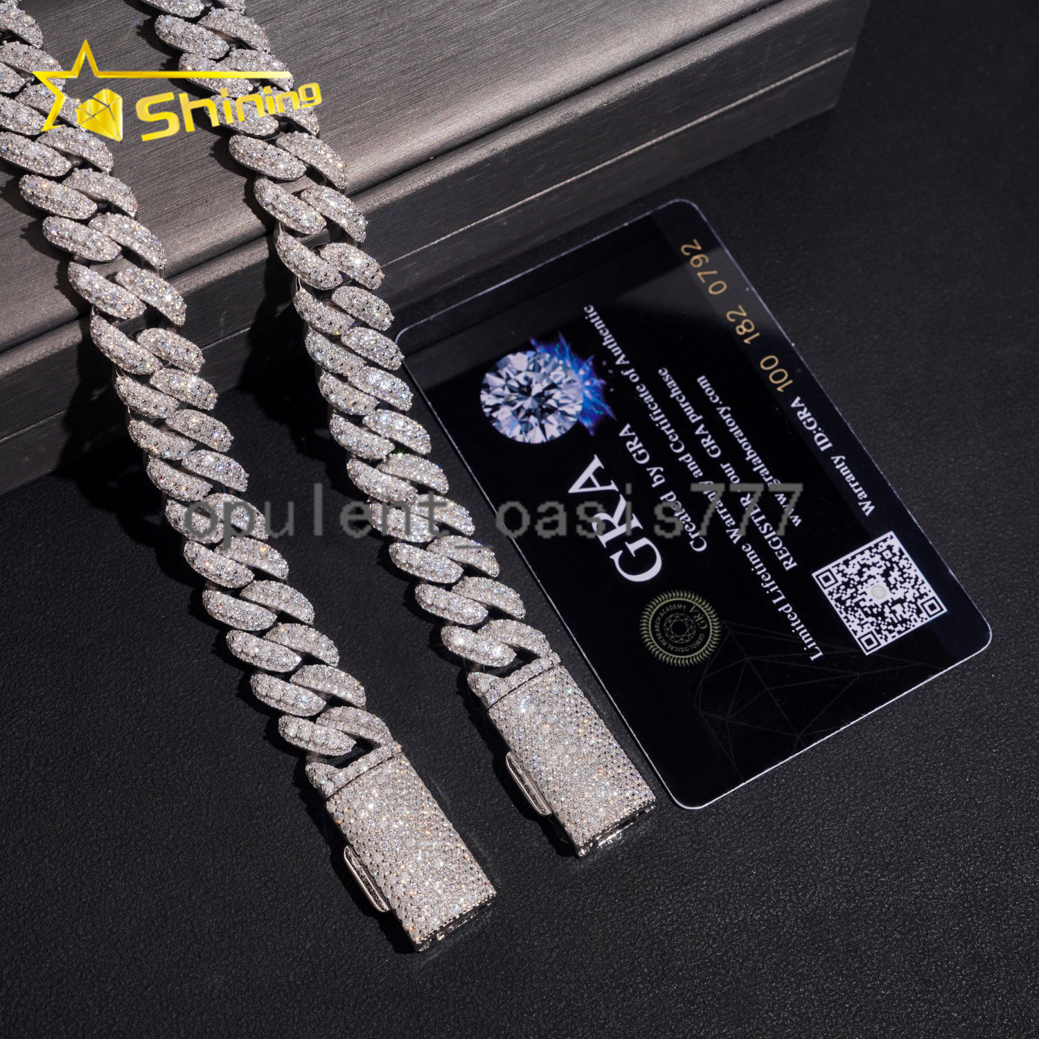 Iced Out 13mm Hip Hop Moon Shape Moissanite Cuban Bracelet Fine Jewelry GRA Certificate Men Women 925 Silver Bracelet