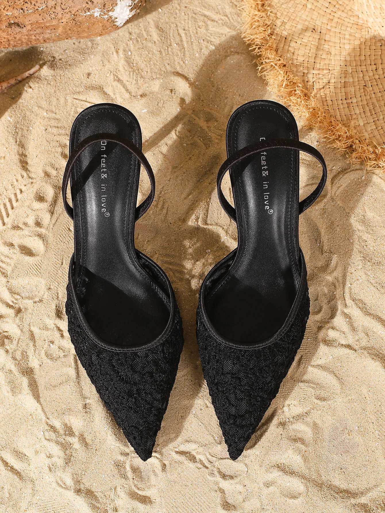 Elegant Black Lace Stiletto Heels - Sophisticated Ankle-Strap heels Z260330
