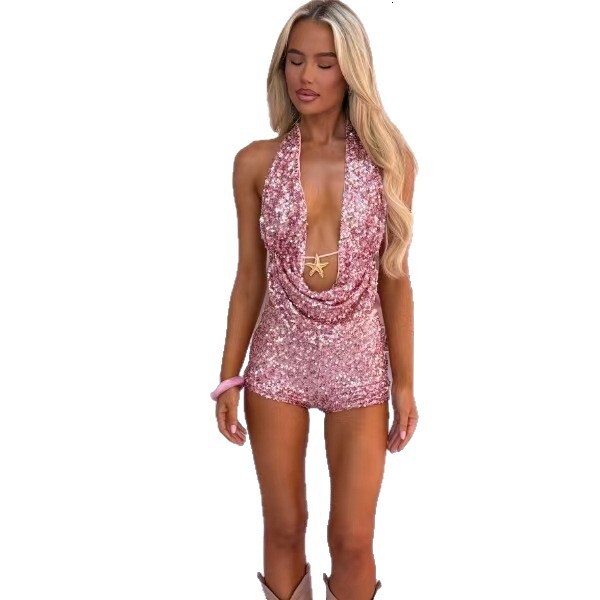 2025 New Halter Neck Top Slim Fit Elegant Slimming Beach Vacation Style Short Skirt Shorts Set