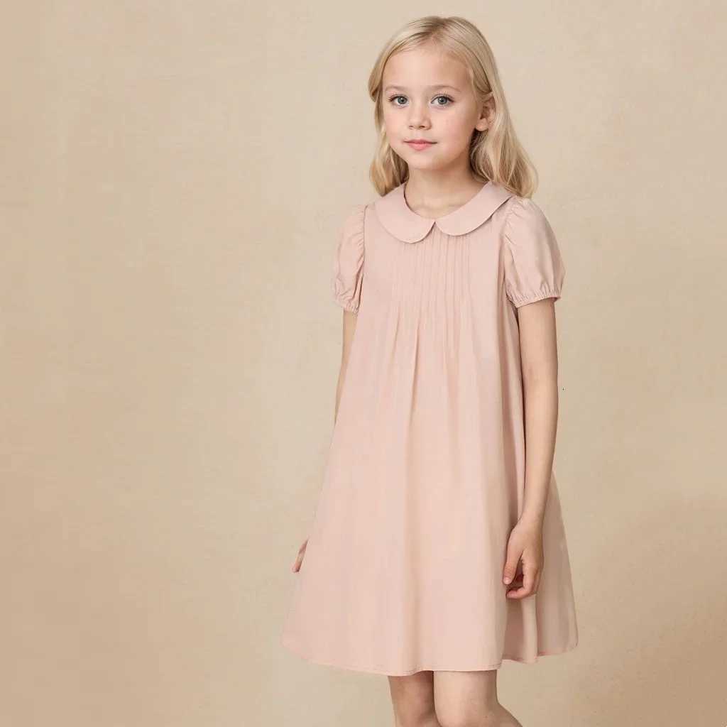 Female Child Clothes Girls Dresses Childrens Summer Short Sleeve Dress School Sundress Childrens Pink Skirt Thin for WomenT260330