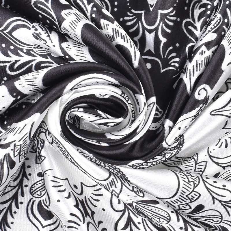 90cm Black and White Color-blocked Cashew Print Scarf for Wen Fashionable Silk Scarf for Temperament Versatile Shawl scarf X260328