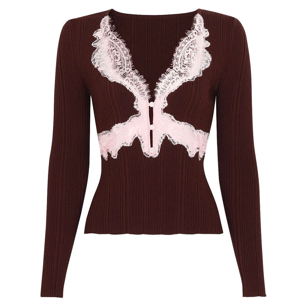 Spring and Autumn New Designer High Quality Knitted Fabric Long D7 Sleeve Top Fashion Internet Celebrity Women's Bottom Top