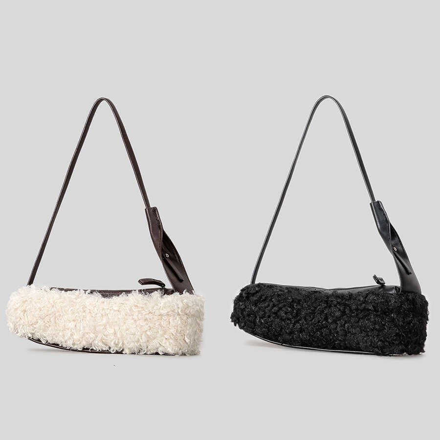 Autumn Winter New Lamb Wool Fashion Baguette Niche Underarm Single Shoulder Bag Lazy Style Handbag