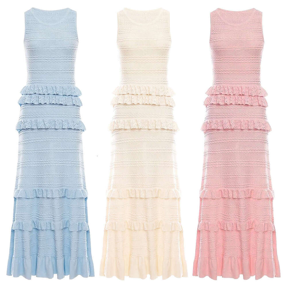 Summer new designer X21 high-end quality pleated lace elegant slim fit sleeveless long skirt 2026