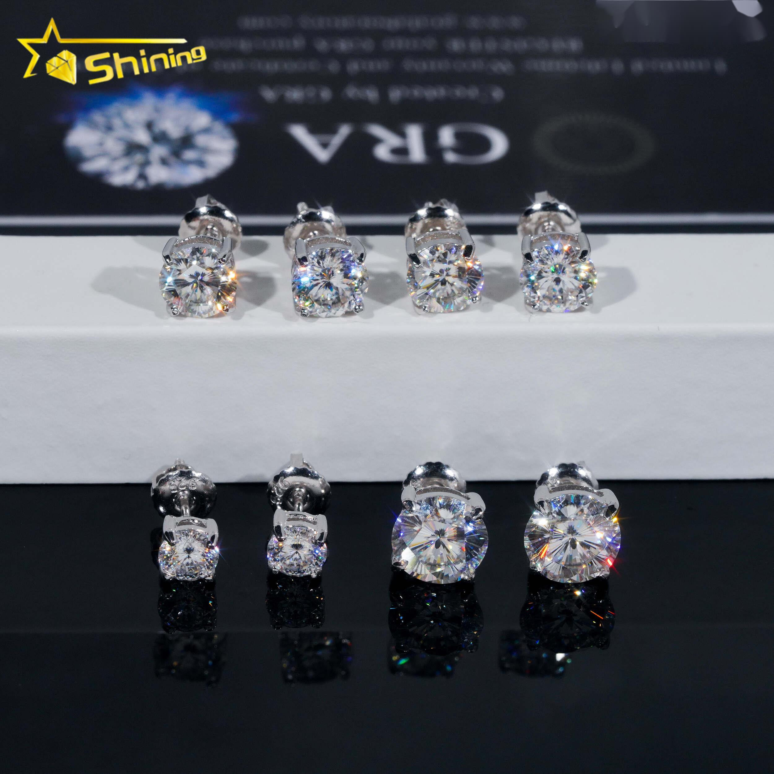 Ready to Ship Sterling Silver 925 Cherry Blossom Cut Moissanite Earrings Women Fashion VVS Round Shape Diamond Ear Studs