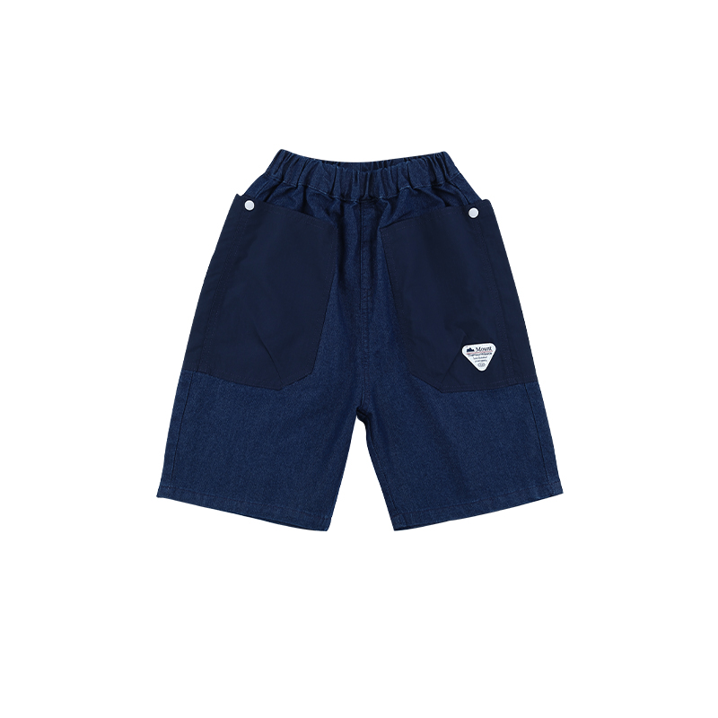 Shorts Kids Mountain Style Pocket Patchwork Denim Shorts Casual Outdoor Utility Shorts 26DX4175