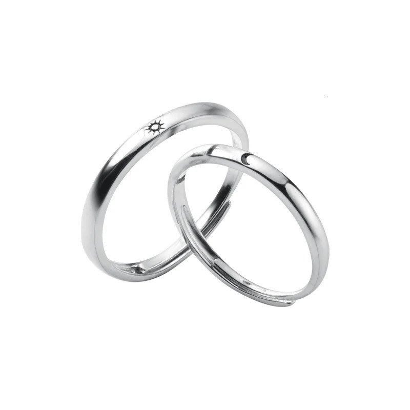 Modian Genuine 925 Sterling Silver Classic Romantic Adjustable Sun Moon Couple Lover Finger Ring For Women Wedding Jewelry 260324