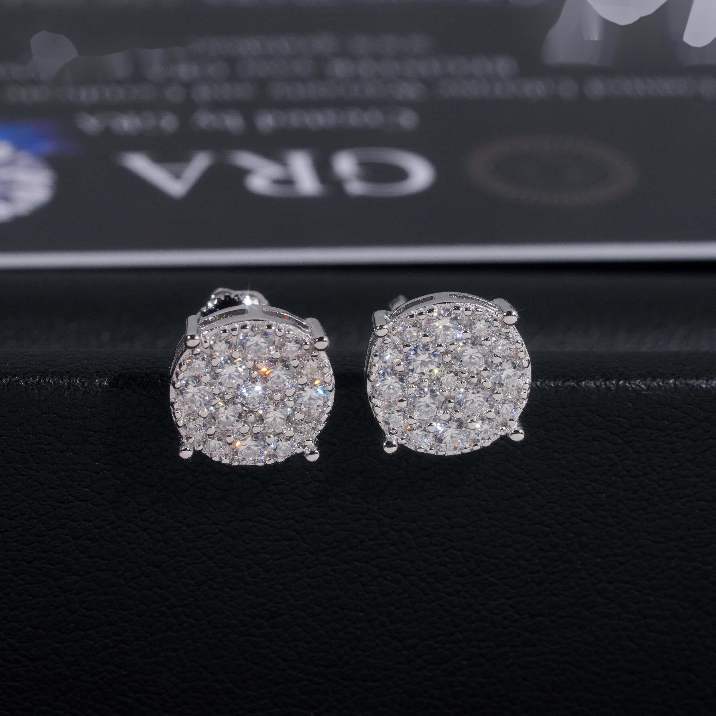 Men Style Stocks Pass Diamond Tester GRA Certified VVS Lab Diamond Fully Iced Out 925 Silver Jewelry Moissanite Stud Earrings