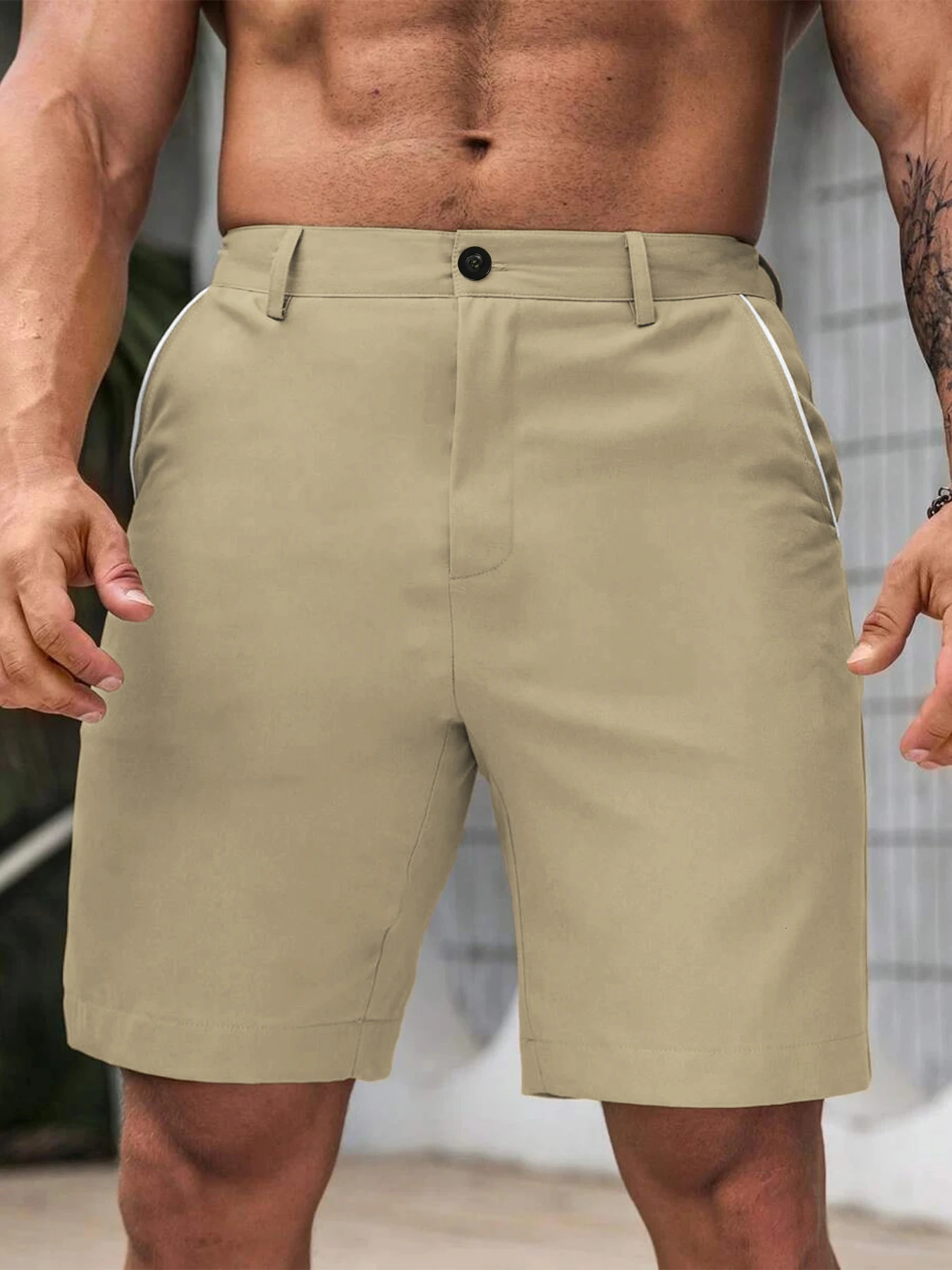 Mens Casual Knee Pants Comfortable Golf Shorts Lightweight Stretch Casual Hiking Pants Summer Business Streetwear 260327