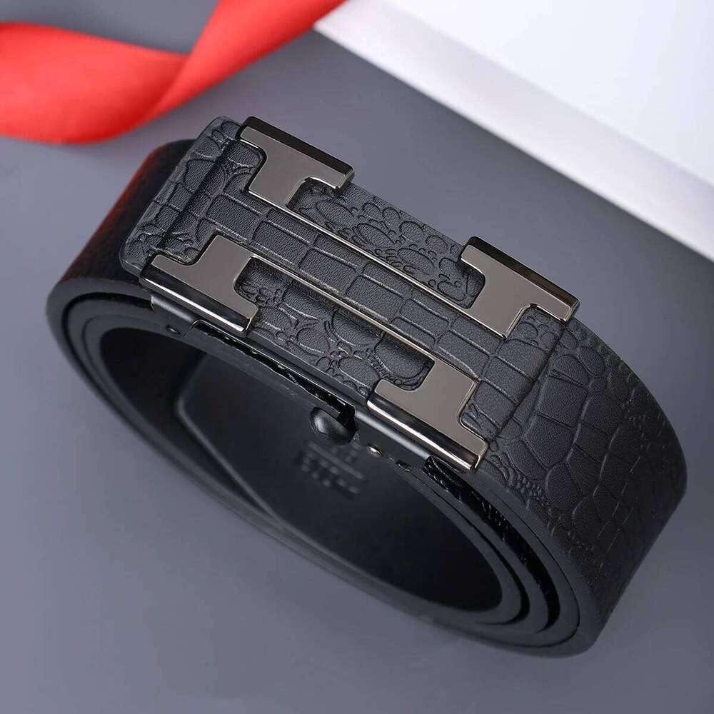 Men's Fashionable Work Business Belt With Metal Automatic Buckle Durable Everyday Use Design Perfect Gift Choice Chunjinqiuli