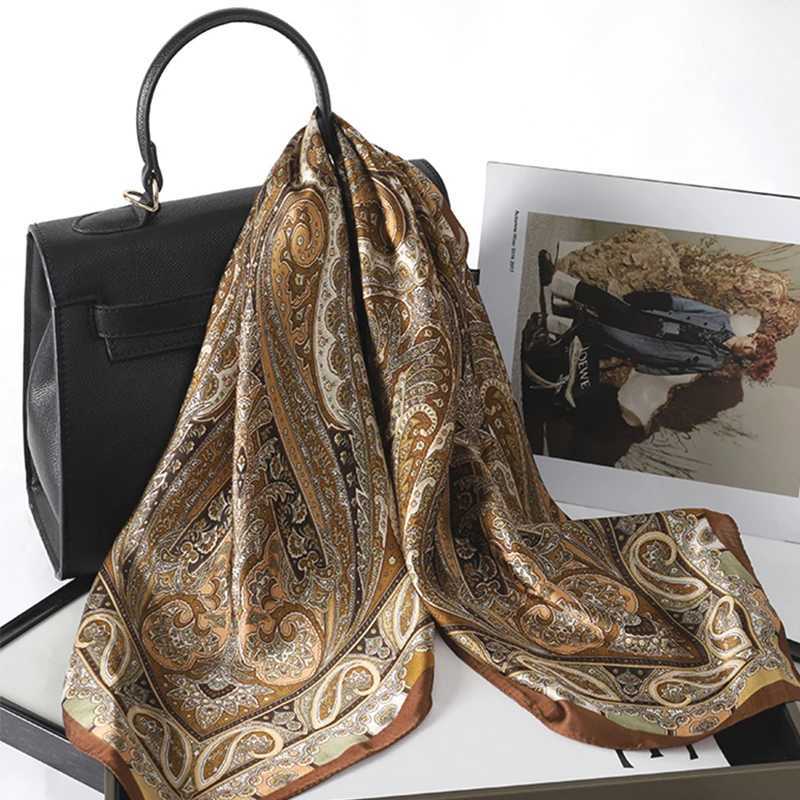 Bohen Style Print Luxury Brand Silk Square Scarf Wen Satin Shawls Neckerchief Wrap Scarves Bandana Hair Hjiab Floral X260328