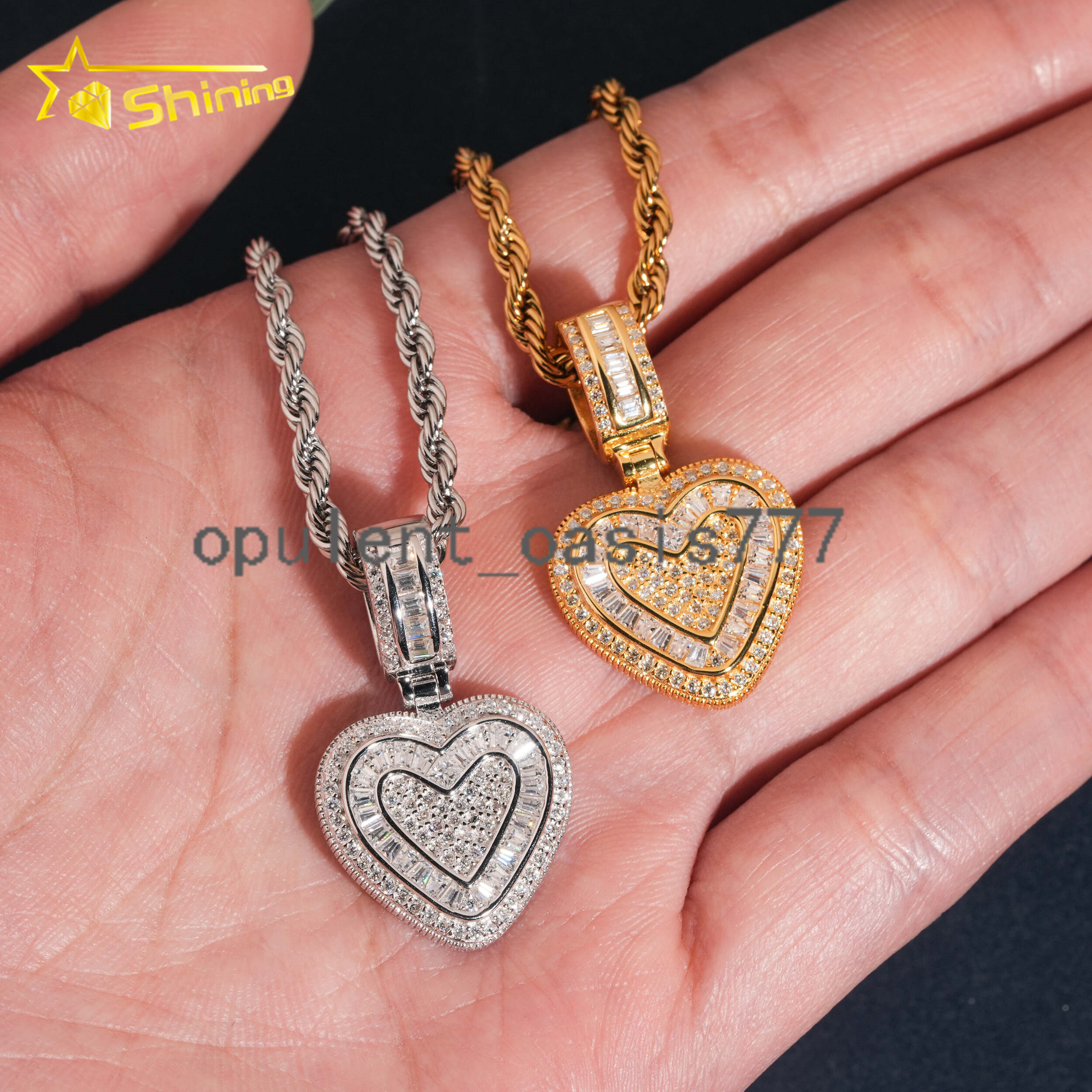 No Tarrifs USA Warehouse GRA Cert 925 Sterling Silver Hip Hop Iced Out VVS Moissanite Diamond Heart Pendant
