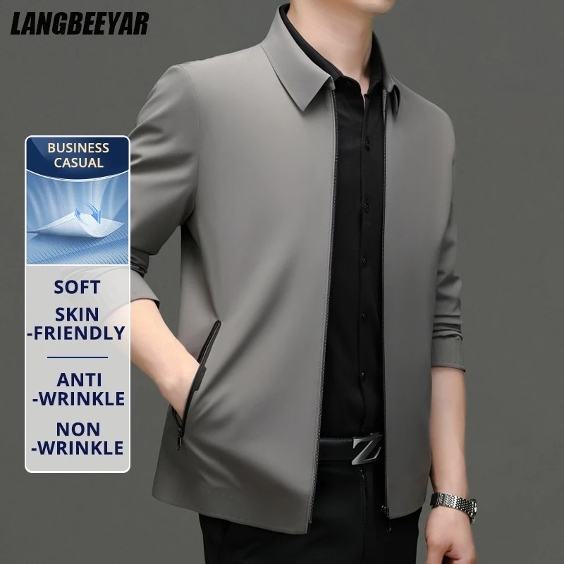 High End Anti Wrinkle Mature Men Business Dads Outfit Casual Blazer Jacket Autumn Windbreaker Middle Aged Executive Coats 260327