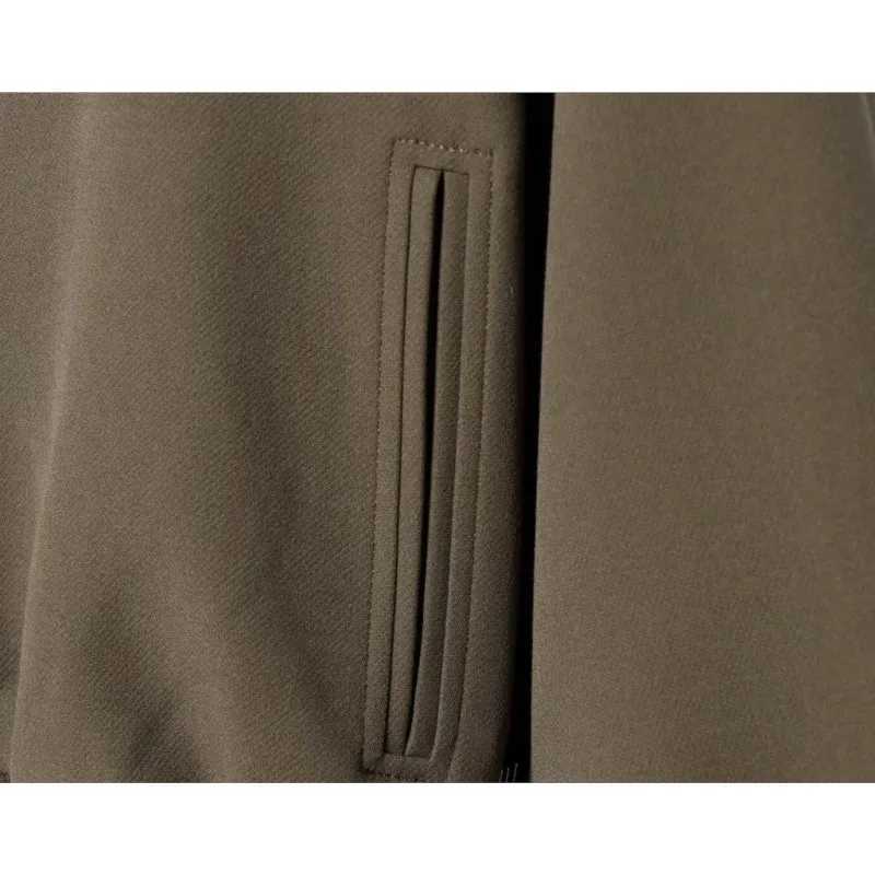 Womens Simple Jacket with Zipper Casual Turn-down Collar Solid Long Sleeve Gathered Hem Pocket Women Coat Female Chic TopsT260328
