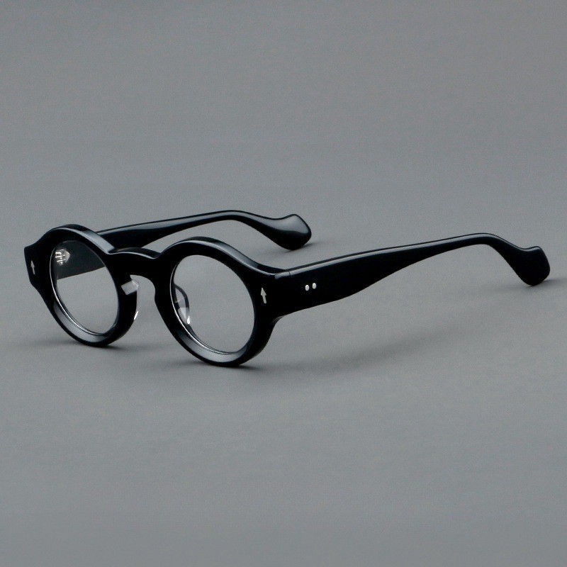 57359 Round Thicken Acetate Spectacle Frame Fashion Rivet Optical Glasses Men Lady Vintage Prescription Eyeglass 240712