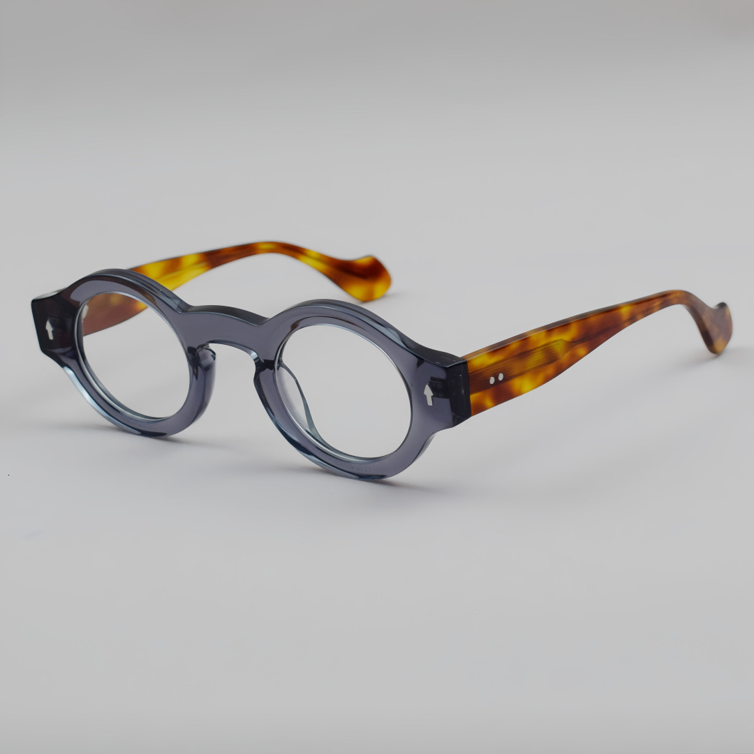 57359 Round Thicken Acetate Spectacle Frame Fashion Rivet Optical Glasses Men Lady Vintage Prescription Eyeglass 240712