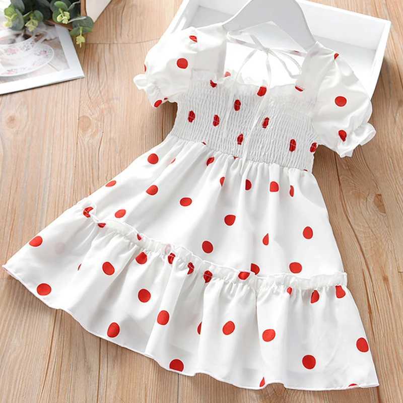 2025 New Baby Summer Dresses Girls Sweet Lace Chiffon Polka Dot Dress Little Girl Chiffon Short Sleeve Dress For Kids ClothesT260330