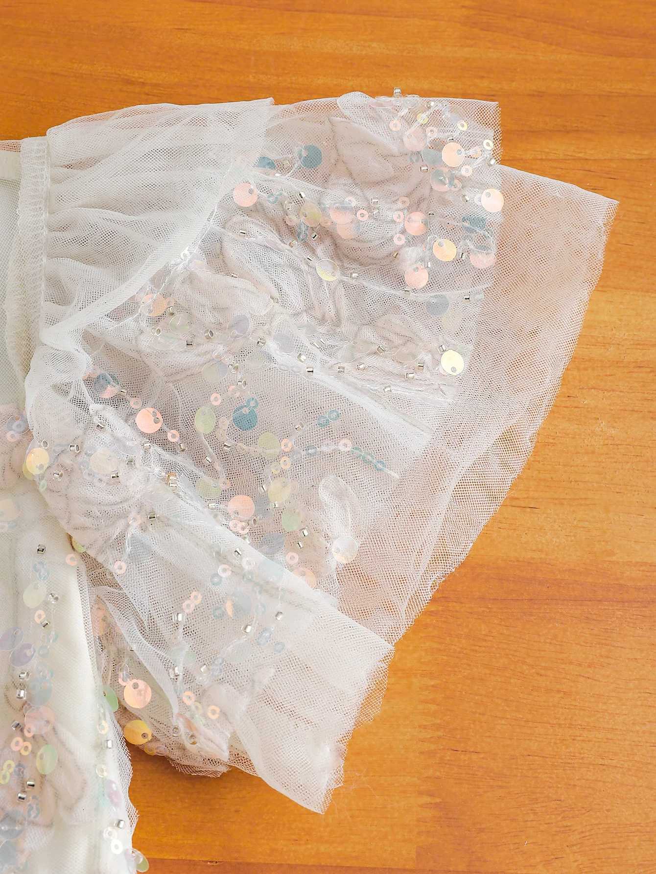 Summer New Baby National Style Sequin Tulle Dress Infant Clothing Bright Sparkling Mesh Dress for Little GirlsT260330