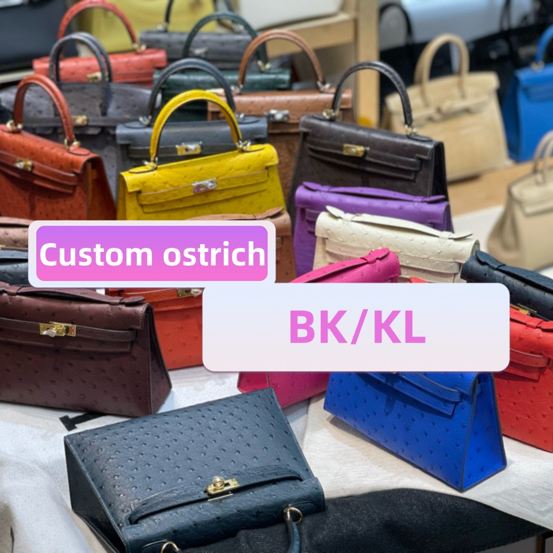 Customization special Handbag KL28cm BK25cm 30cm Custom bags real ostrich leather 19A Mirror Quality Designer bag full Handmade Top Quality Luxury handbag