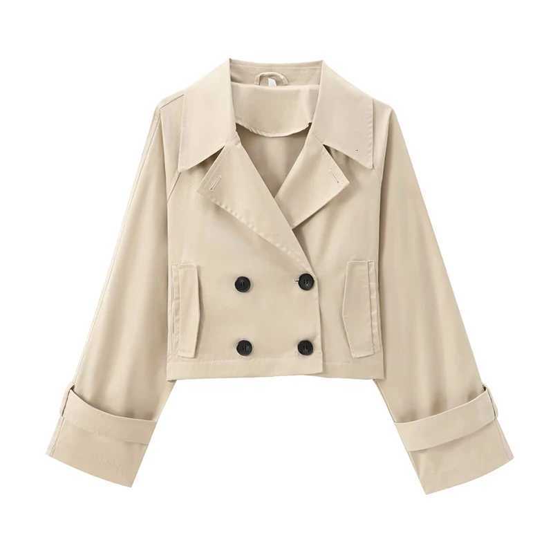 Willshela Women Fashion Solid Double Breasted Trench Jackets Vintage Lapel Neck Long Sleeves Female Chic Lady OutfitsT260328