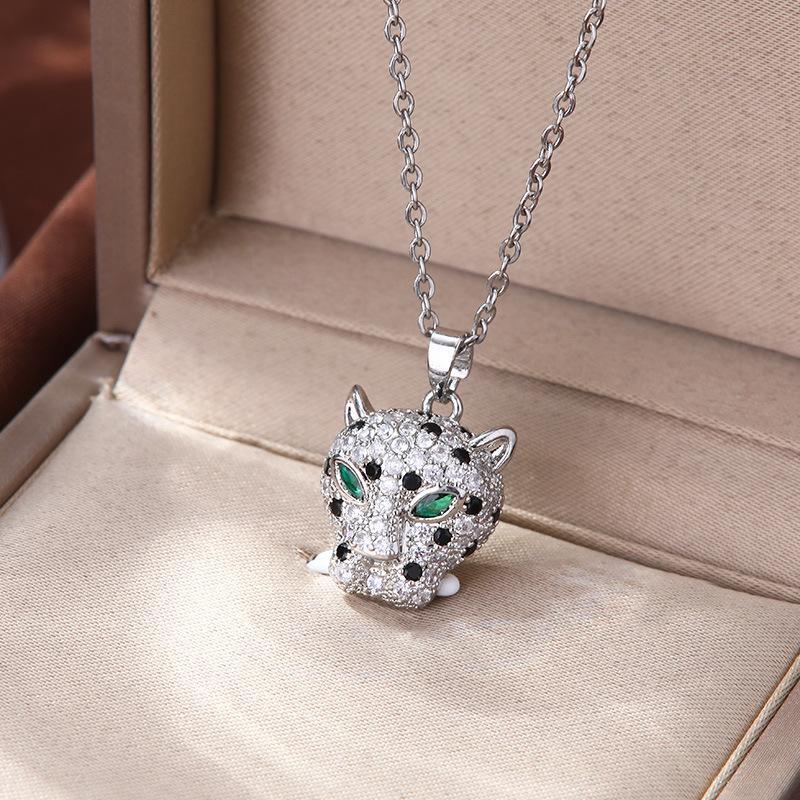 Stainless Steel Designer Necklace for Women Exquisite Cubic Zirconia Leopard Animal Necklace Female Jewelry Gift Panther Necklace Whoelsales Drop Ship