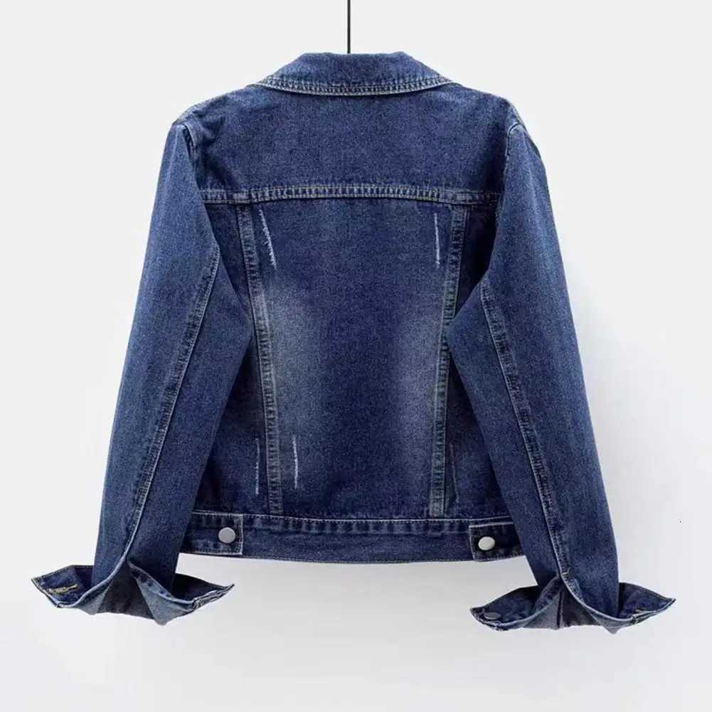 Women Denim Jacket Single-breasted Chest Flap Pocket Jacket Long Sleeve Slim Short Coat Retro Ladies Denim Jackets OuterwearT260328