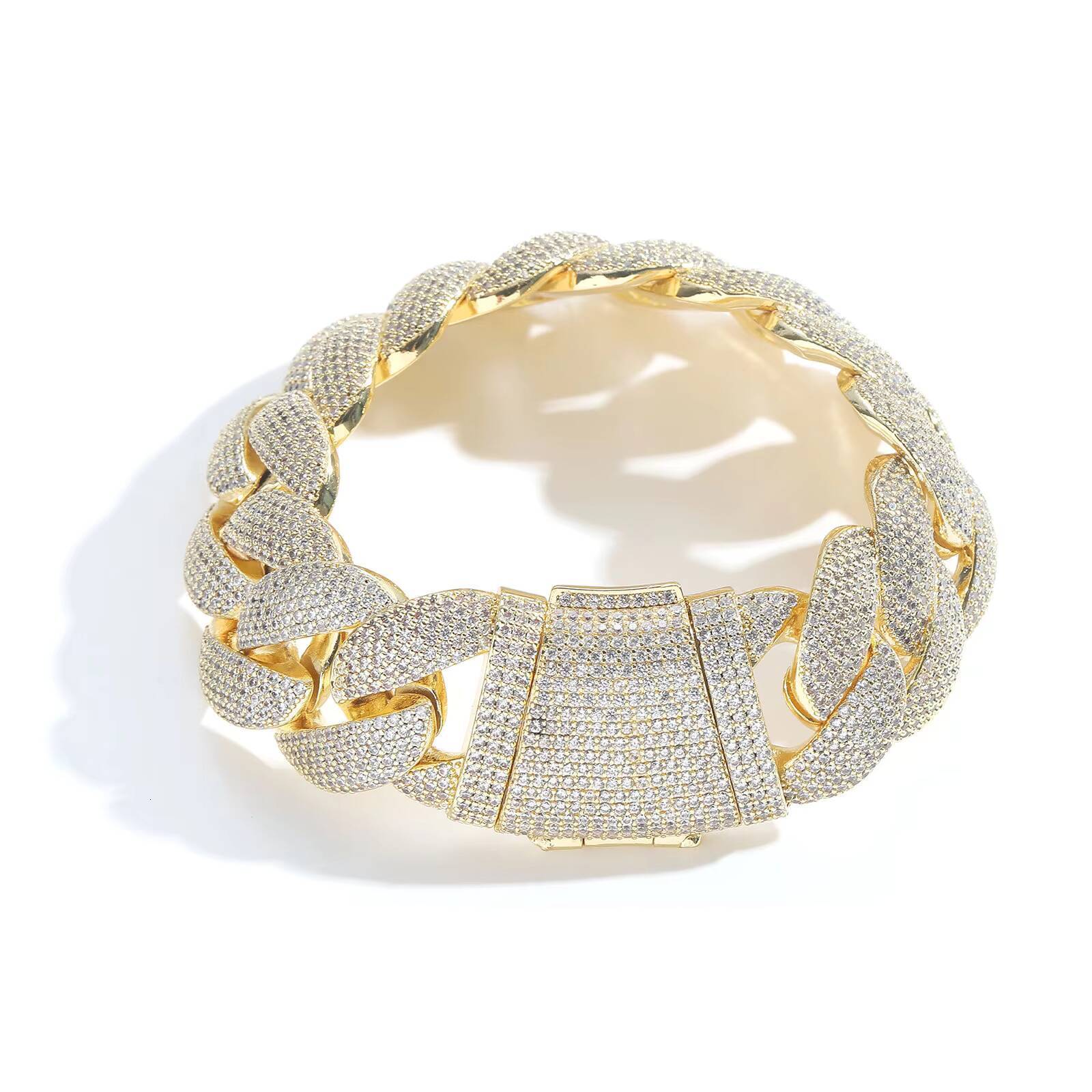 Mens Customized Brand 22mm Bubble Cuban Chain Bracelet Trendy Gold Plated Hip-Hop Fashion Accessory Moissanite Personalized Jewelry
