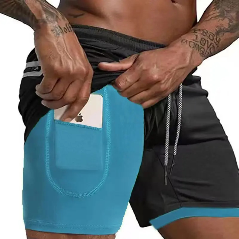 Men Sport Shorts Summer Sportswear 2 In 1 Short Pant Double-deck Training Workout Clothing Male Tight Gym Fitness Running Shorts 260330