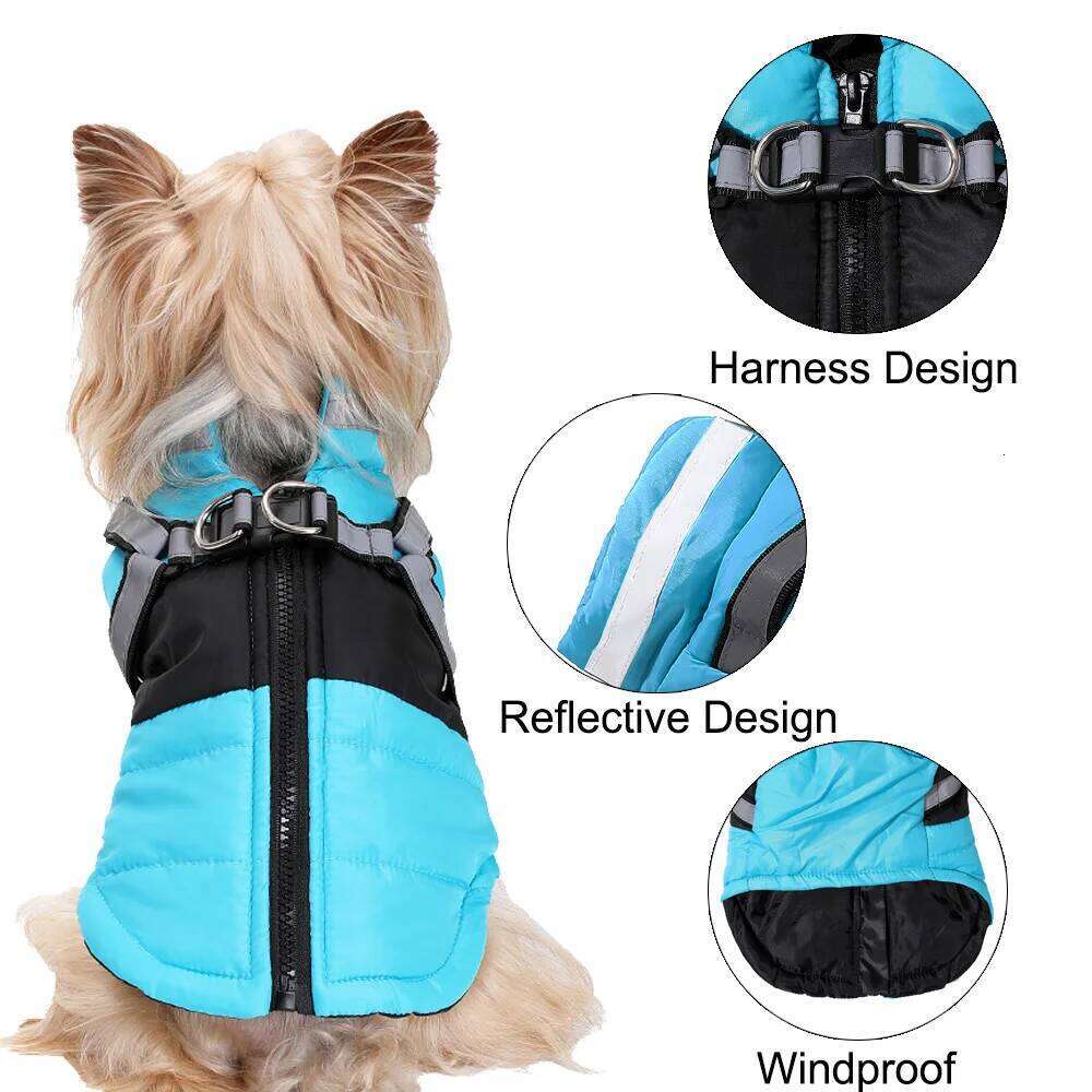 Dog Hiking Jacket For Small Medium Dogs Cats Winter Warm Windproof Clothing with Reflective Puppy Outdoor Camping Coat