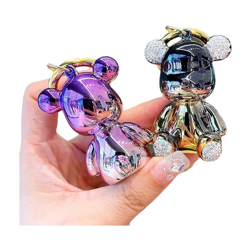 Designer Luxury Rhinestone Bear Keychain for Women, Electroplated Cute Bear Car Keyring Bag Charm, Ideal Birthday Gift 2026