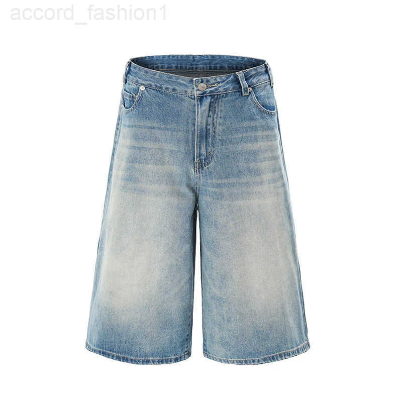 Summer New Fashion Denim Shorts Loose Straight Casual Vintage American Personality Jeans Streetwear Male Short Pants H260330