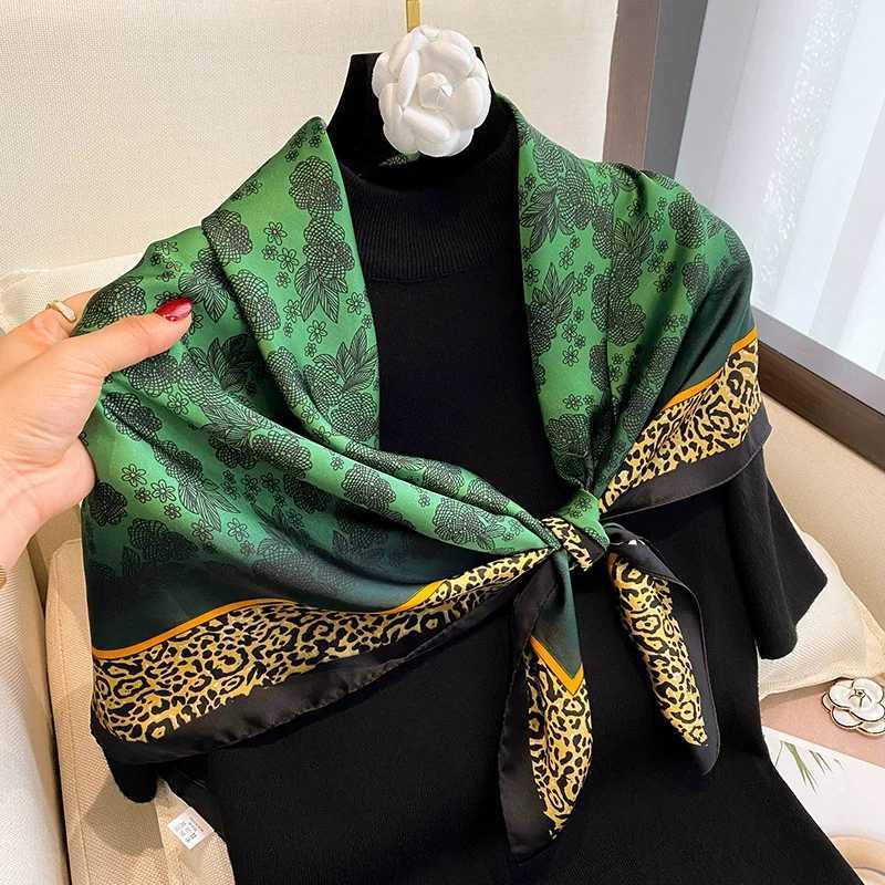 9090cm Women Scarf Silk Feeling Hair Neck Square Brand Office bandanna muffler Waiter Flight Attendants Handkerchief Rings wrap Z260330