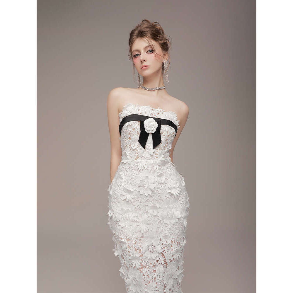 Women's Clothing 2026 Summer New Camellia Fresh Strapless Slim-Fit Dress 2059 Qipao Hanfu Silk