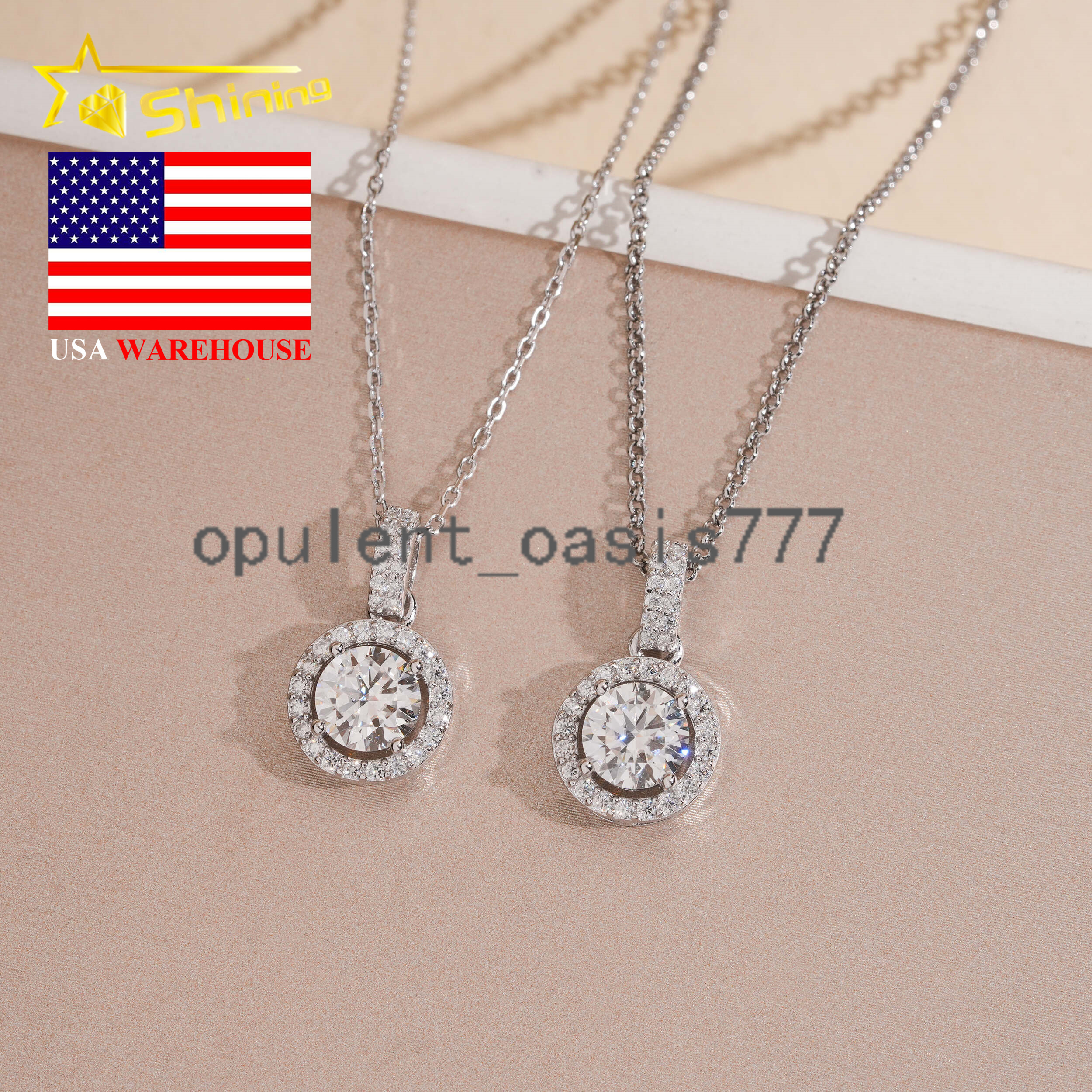 USA Warehouse Large Stock GRA Certificate 925 Sterling Silver 1CT Brilliant Cut VVS Moissanite Diamond Women Necklace
