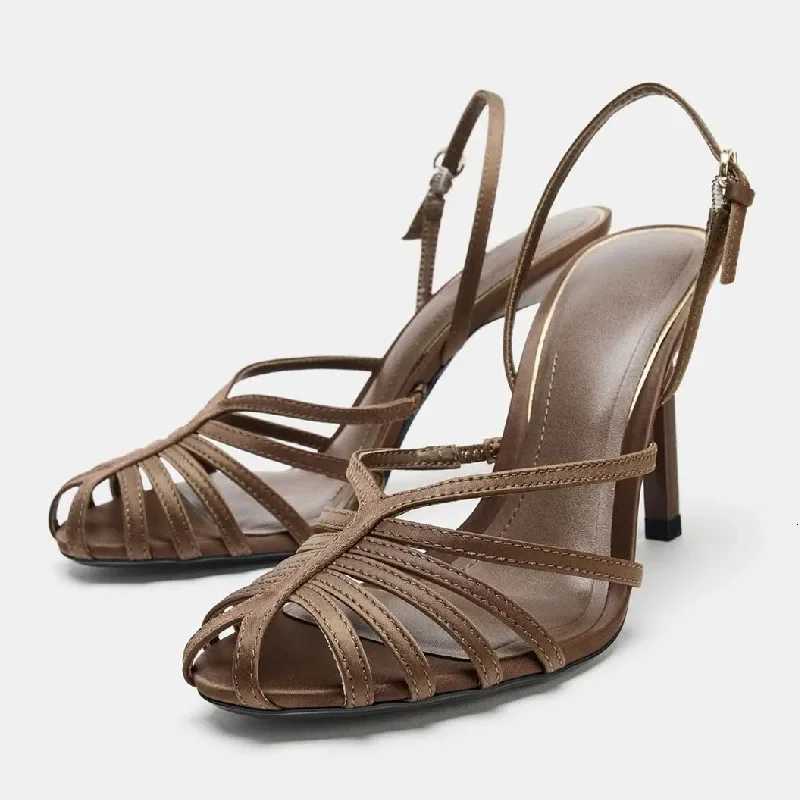 Sexy Strappy High Heels Women Sandals Slingback Luxury Thin Strap Summer Party Shoes Elegant Wedding Dress Pumps Z260330