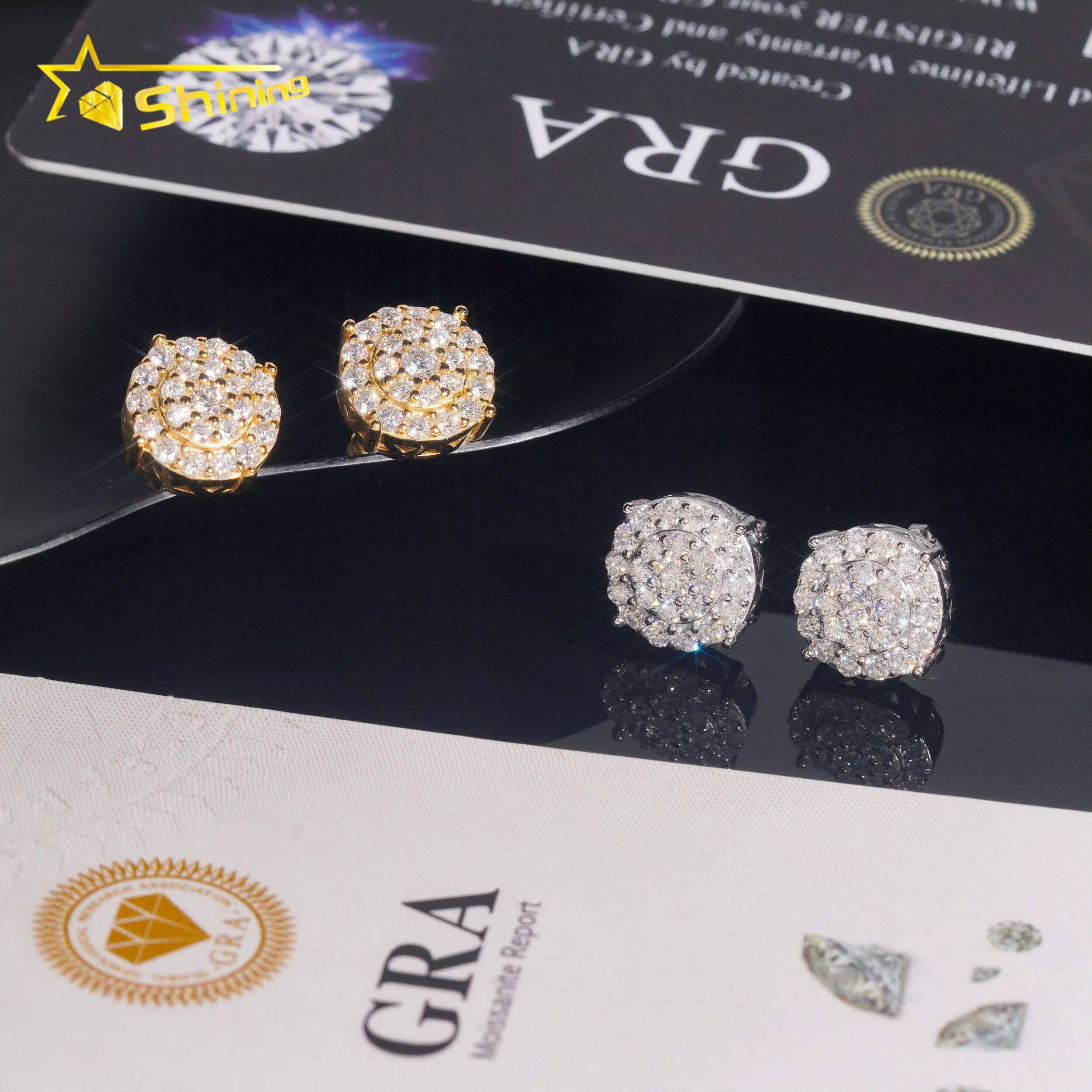 USA Shipping Fast Ready Design S925 Sterling Silver Iced Out VVS Moissanite Diamond Earring Stud Screw Back